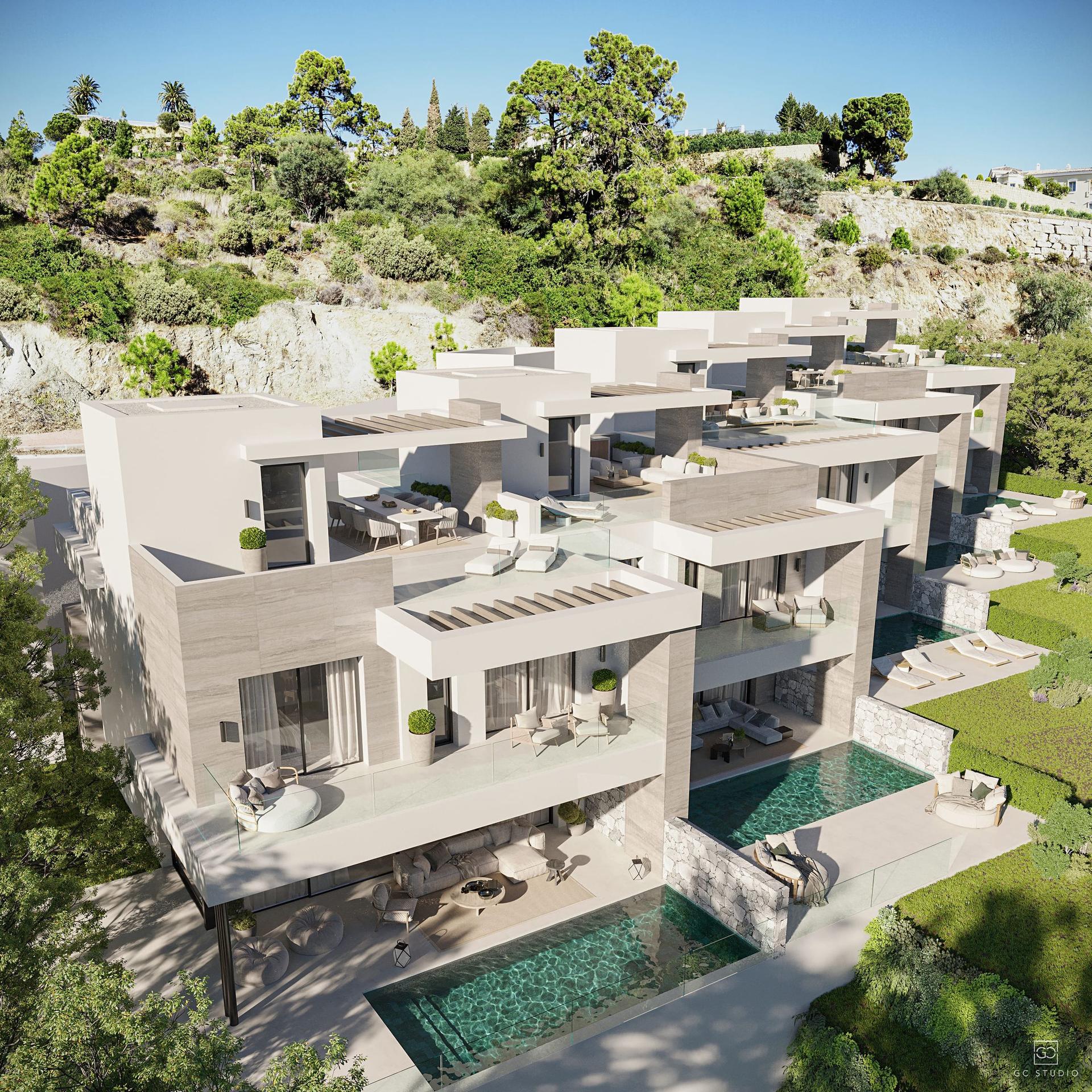 Aerial view of Altura Residences on the hillside