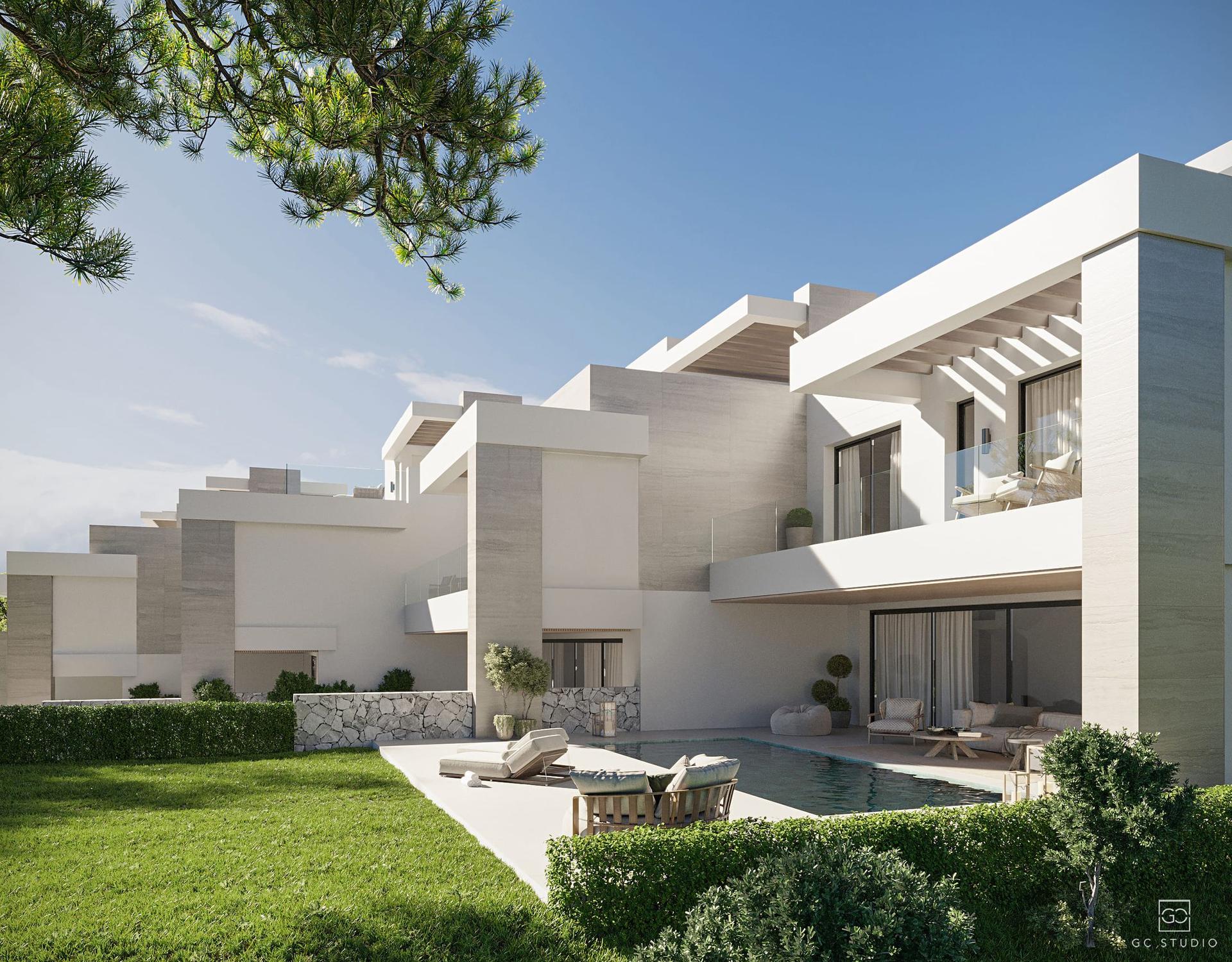 Altura Residences façade with garden and pool